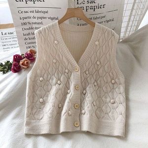 Woherb Korte Vest Jas Truien Voor Vrouwen V-hals Single Breasted Solid Gebreide Weater Vrouwelijke Tops Mouwloze Kledingstuk Vest