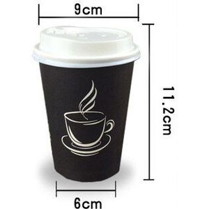 10 stks 400 ml biologisch afbreekbaar papier koffiekopje, wegwerp koffie met deksel en stro voor winkels