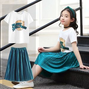 Meisjes Rok Sets Zomer Mode Kinderen Korte Mouw T-shirt + Plooirok Kids Kostuum Teenage Outfits Voor 4 8 12 Jaar