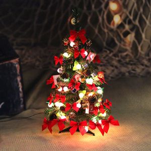 Mini Kerstboom Led String Lichten Sneeuw Set Ornamenten Home Xmas Tafels Decoratie Woondecoratie