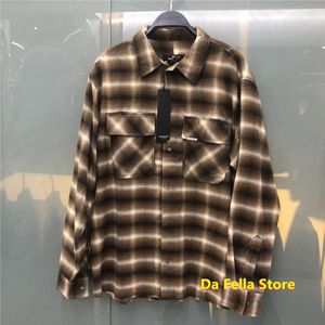 20FW Vertegenwoordigen Flanel Shirt Mannen Vrouwen Iets Oversized Vertegenwoordigen Shirts Classic Bruin Check Blouse Binnen Tag