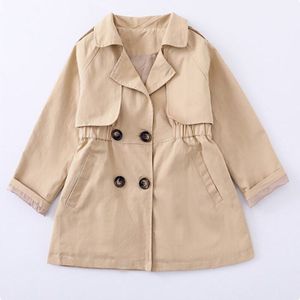 Kinderen Windjack Engeland Stijl Lente Herfst Katoen Meisje Geul Mode Jas Kinderen Peuter Meisje Double Breasted Jas