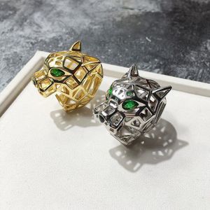 Brand Mode-sieraden Luipaard Hoofd 3D Hollow Out Graveren Ringen Voor Vrouwen DJ1375
