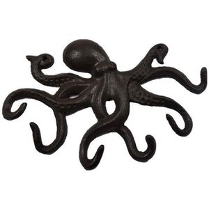 Nordic Eenvoudige Smeedijzeren Gietijzeren Octopus Sleutel Haak Muur Ambachten Octopus Antieke Decoratieve Haak Met 6 Tentakel Vormige Haken