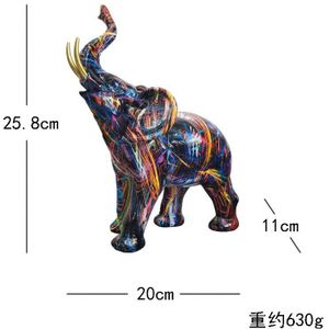 Graffiti Kleurrijke Schilderen Animal Olifant Sculptuur Ornamenten Moderne Ambachten Huis Veranda Desktop Decor Kerstmis Nieuwjaar