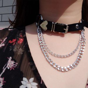 Liefde Punk Harajuku Hart Kraag Ketting Choker Ketting Pu Lederen Choker Punk Goth 100% Handgemaakte Ronde Hals Sieraden