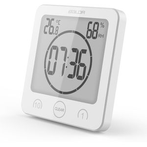 Lcd Digitale Wandklok Voor Badkamer Temperatuur Vochtigheid Countdown Timer Horloges Wassen Douche Opknoping Wekkers Waterdicht