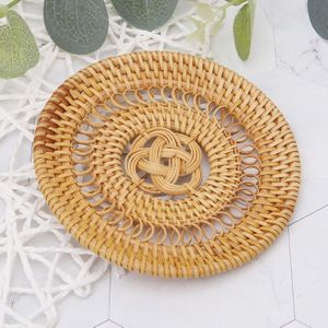 10CM Rotan Placemats Stro Cup Onderzetters Eettafel Mat Warmte-isolatie Pannenlap Rieten Drinken Coaster Keuken Accessoires