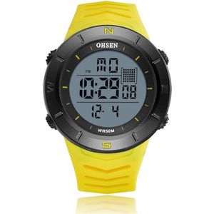 Digitale Led Mannen Sport Horloge Stopwatch Ohsen 50M Duiken Outdoor Militar Man Horloge Geel Mode Armband Horloge Montre Homme