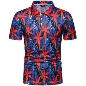 Plant bloem Polo Shirt Mannen Hawaiiaanse strand stijl Herenkleding Zomer Tops Tees Mannen Polo Shirt Casual