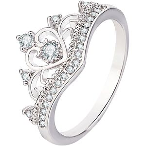 30 # Luxe Trouwringen Kroon Dames Zirkoon Tweedelige Shiny Gorgeou Ring Sieraden Anniversary Кольца Для Женщин
