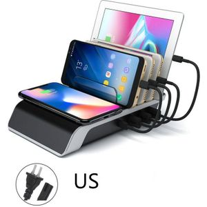 Draadloze Snelle Charger Stand 45W 4 Poorten Usb Hub Charger Eu Laadstation 5-In-1 Universele charger Dock Houder Au Uk Us Lading