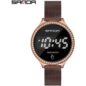 Sanda Dames Grote Horloges Mesh Band Leisure Elegante Vrouw Horloge Diamant Digitaal Horloge Top Luxe Horloge Klok