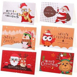 24 Stuks Kerstkaarten Kerstman Cartoon Festival Kaart Met Envelop Brief Papier Ronde Sticker Voor Jaar Postcard kaart