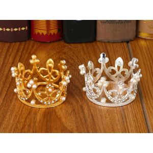 Zilveren Gouden Kroon Vorm Europese Parel Servet Ring Kroon Verjaardagstaart Bakken Decoratie
