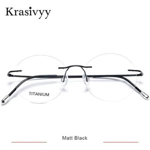 Krasivyy Puur Titanium Randloze Optische Glazen Frame Mannen Vintage Ronde Recept Bril Vrouwen Bijziendheid Koreaanse Eyewear
