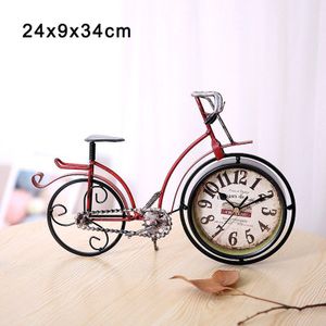 Antieke Stijl Stille Digitale Klokken Retro Fiets Modellering Metalen Bureauklok Ijzeren Art Desktop Decoraties Thuis Ornament Ambachten