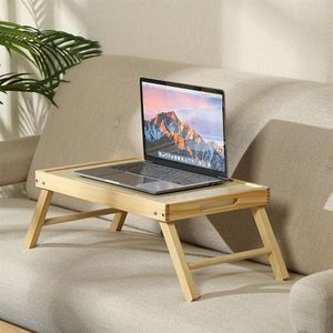 Houten Laptop Tafel Eenvoudige Computer Bureau Voor Bed Sofa Vouwen Verstelbare Laptop Studie Bureau Op Het Bed