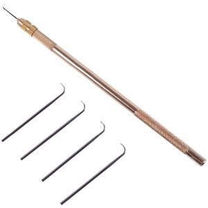 4 Pcs Ventileren Naalden + 1 Brasss Houder Make/Maken/Reparatie Kant Pruiken Toupet Haarstukje Pruik Knopen Haak sets Kralen Haak