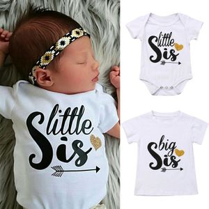 Pasgeboren Baby Girl Kid Zusje Romper Korte Mouw Print Brief O-hals Grote Zus Katoenen T-shirt