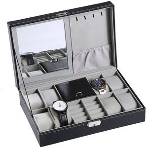Portable Pu Lederen Horloges Organizer Display Collection Case Sieraden Oorbellen Ringen Ketting Opbergdoos