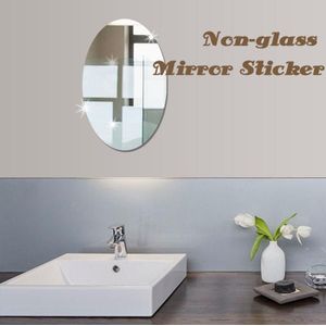 Niet-Glas Spiegel Sticker Spiegel Muurstickers Decal Zelfklevende Tegels Flexibele Non Glas Uitziende Stickers 3D Spiegel muur