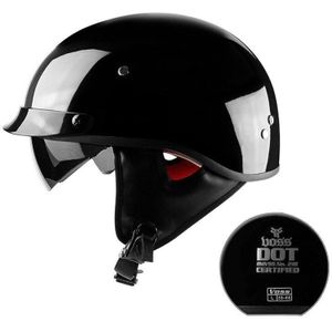 Zwarte Vintage Moto Rcycle Helm Open Helm Dot Goedgekeurd Half Helm Retro Moto Casco Capacete Moto Ciclistas Capacete