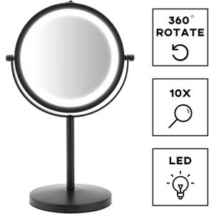 Led Muur Gemonteerde Make-Up Spiegel, 1X/5X Vergrootglas 360 ° Draaibare Verlichte Uitschuifbare Cosmetische Swivel Spiegel Met Licht