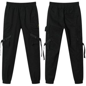 Streetwear Linten Casual Broek Mannen Zwarte Slanke Heren Joggers Broek Side-zakken Katoen Man Broek Kleding voor Mannen Jeans kostuums