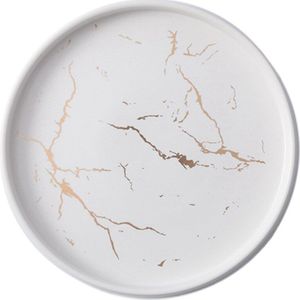 20Cm Goud Wit Marmer Keramische Schotel Porselein Bestek Keuken Tafel Europese Decoratieve Dessert Steak Plaat
