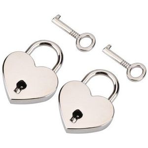 2 sets hartvormige Hangslot & Skeleton Key Metalen Slot hartvormige Hangslot met Sleutel voor Bagage Dagboek boek Sieraden Doos