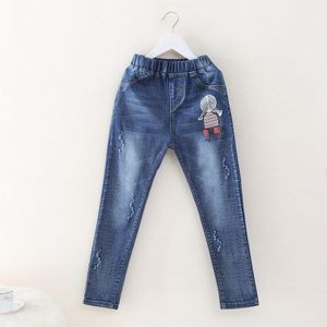 Lente Herfst Cartoon Meisje Print Jeans Voor Meisjes Kids Gescheurde Jeans Mode Jeans Voor Tieners Meisje Denim Jeans Broek