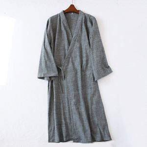 Katoen Gaas Kimono Mannen Badjas Zacht Lichtgewicht Yukata Mannen Peignoir Badjas voor Mannen