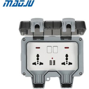 Franse Eu Uk Britse Duitsland Europese Chinese 2 Gang Waterdicht Socket Behuizing Doos Outdoor Outlet Weerbestendig 13A 16A Plug In