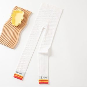 2022 Lente Baby Meisjes Leggings Katoen Geribbelde Kids Leggings Casual Patchwork Skinny Broek Sport Gebreide Legging Letters 4-11y