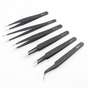 2/6 pcs ESD Anti-Statische Roestvrijstalen Pincet Set Onderhoud Reparatie Tool Kit Anti Statische Model Maken tool Hand Tool Sets