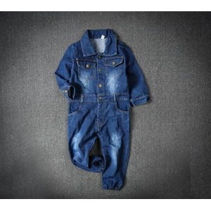 Herfst Kinderen Kleding Unisex Rompertjes Baby Meisjes Denim Bodysuit Lange Kids Jeans Jumpsuit Enkele Breasted Peuter Playsuit 2-7T