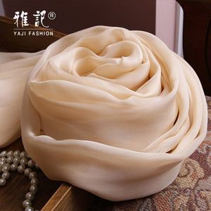 100% Zijden Sjaal Vrouwen Vrouwelijke Naakt Beige Effen Kleur Elegante Foulard Femme Zijden Sjaal Zachte Sjaal Lente Herfst Winter Zomer