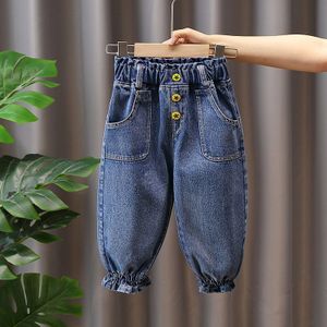 80-120Cm Girls 'Jeans Trendy Casual Broek Kleine Medium-Sized Kids Stretch Bloeiers Baby