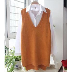 Lente Herfst Mouwloze Trui V-hals Gebreide Wollen Vest Vesten Voor Vrouwen Losse Casual Oversize Trui Vest Vrouwen