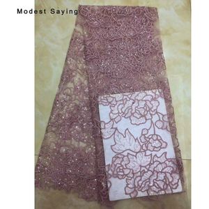 2 Yards Kaki Lovertjes Bloemen Kant Stoffen voor Avondjurk Mode Geborduurde Mesh Party Prom Netto Kant Materiaal