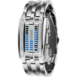 Horloge Mannen Toekomst Technologie Binary Black Rvs Datum Digitale LED Armband Sport Horloges