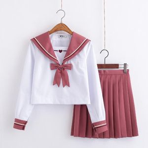 Academische Stijl Schooluniformen Meisjes roze hart JK Uniform hoeden rood Pak Student Hoge School Japanse Preppy Matrozenpakje jkx117