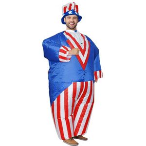 Uncle Sam Cosplay Opblaasbare Kostuum Vierde Van Juli Festival Viering Party Disfraz Inflable Fantasia Infantil Menino