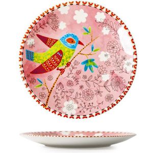 Creatieve Keramische Servies Little Bird Bloemen Japanse Stijl Glazuur Ronde Plaat Restaurant Thuis Keramische Fruitschaal