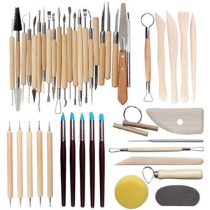 30/42/45/51/56Pcs Diy Art Klei Aardewerk Tool Set Craft Beeldhouwen Kit Aardewerk & Keramiek Houten Handvat Boetseerklei Gereedschap