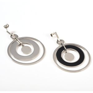 Wollet Sieraden Rvs Oorbel Jassen Eardrop Dangler Hart Ronde voor Vrouw Metallic Zilver Kleur