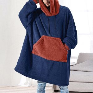 Fleece Deken Dikke Warme Pyjama Winter Hooded Sweatshirt Tops Badjas Liefhebbers Paar Familie Homewear Outfits