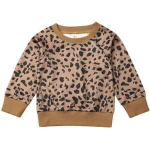 Focusnorm Mode Peuter Baby Meisjes Casual Leopard Tops T Shirt Winter Herfst Sweater Trui