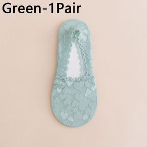 Mode Vrouwen Meisjes Lente Zomer Sokken Hart Vorm Print Kant Slipper Ademend Sokjes Onzichtbare Naadloze Boot Sokken